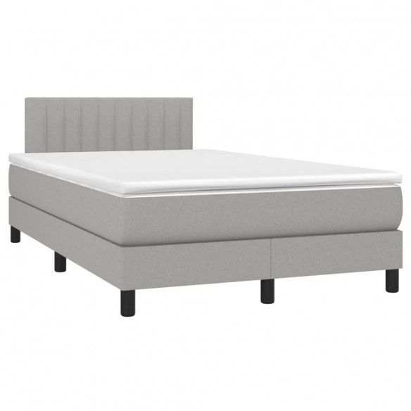 Cadre de lit matelas LED gris clair 120x190 cm tissu