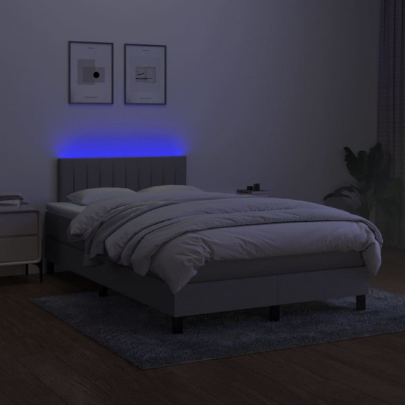 Cadre de lit matelas LED gris clair 120x190 cm tissu