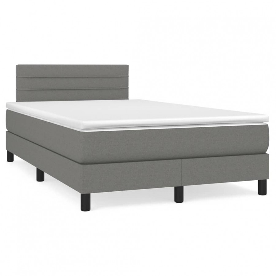 Cadre de lit matelas LED gris foncé 120x190 cm tissu