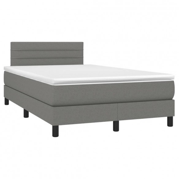 Cadre de lit matelas LED gris foncé 120x190 cm tissu