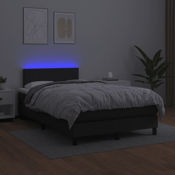 Cadre de lit matelas LED noir 120x190 cm similicuir