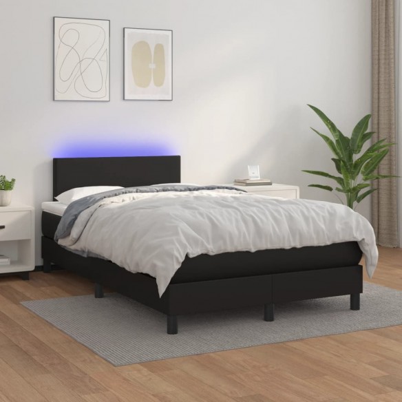 Cadre de lit matelas LED noir 120x190 cm similicuir