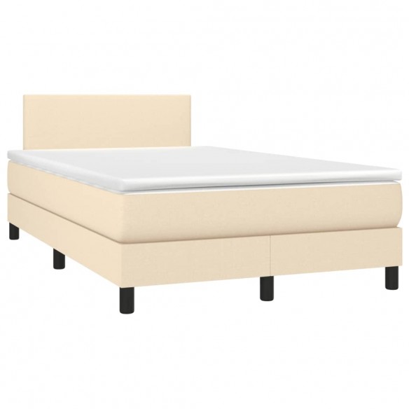 Cadre de lit matelas et LED crème 120x190 cm tissu