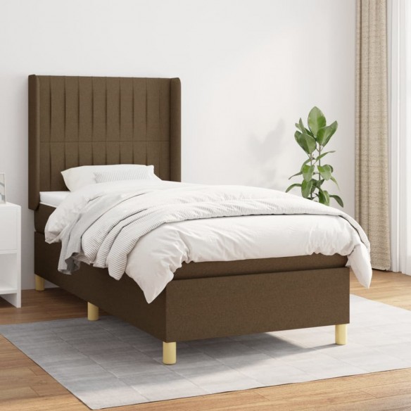 Cadre de lit avec matelas Marron foncé 100x200 cm