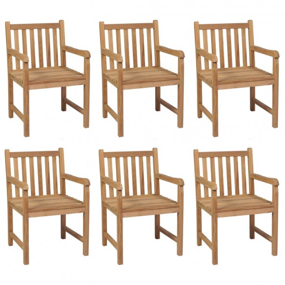 Chaises de jardin 6 pcs avec coussins bleu Bois de teck solide