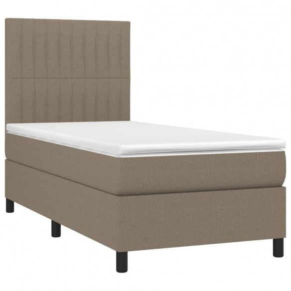 Cadre de lit et matelas et LED Taupe 80x200cm Tissu