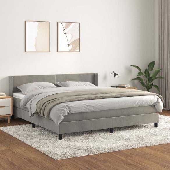 Cadre de lit et matelas Gris clair 180x200cm Velours