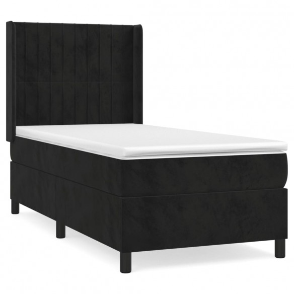 Cadre de lit avec matelas Noir 90x190 cm Velours