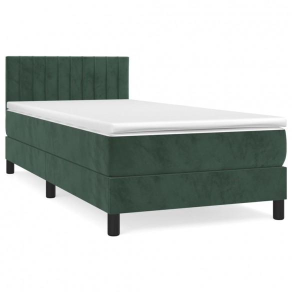 Cadre de lit avec matelas Vert foncé 90x190 cm