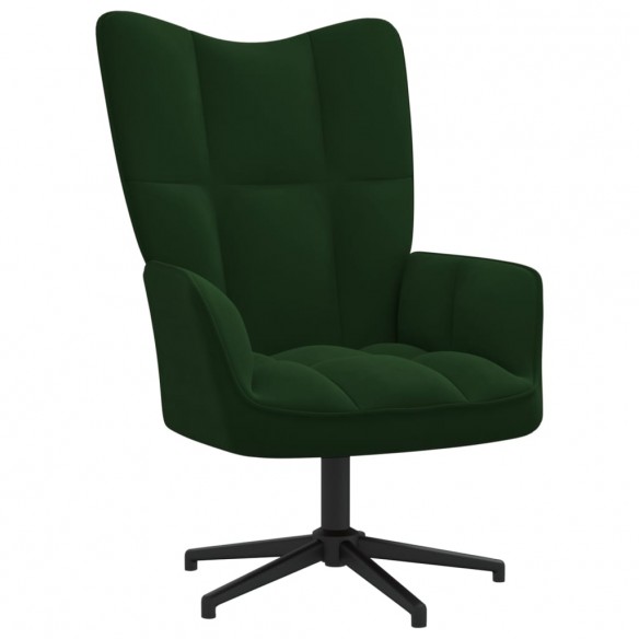 Chaise de relaxation avec repose-pied Vert foncé Velours