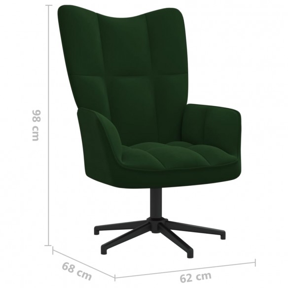 Chaise de relaxation avec repose-pied Vert foncé Velours