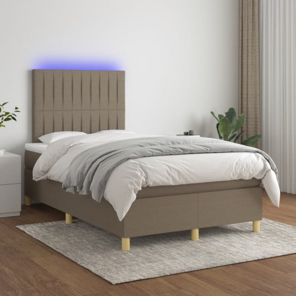 Cadre de lit matelas et LED taupe 120x190 cm tissu