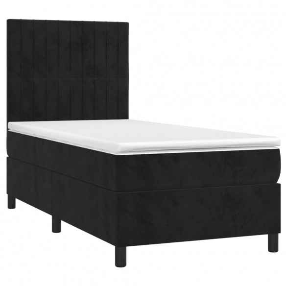 Cadre de lit avec matelas LED Noir 90x200 cm Velours