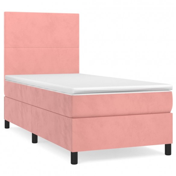 Cadre de lit avec matelas Rose 90x200 cm Velours