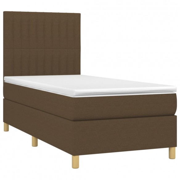 Cadre de lit avec matelas Marron foncé 100x200 cm