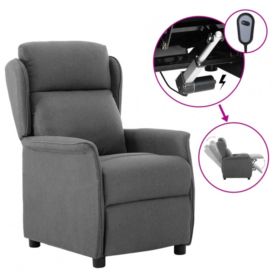 Fauteuil inclinable électrique Gris clair Tissu