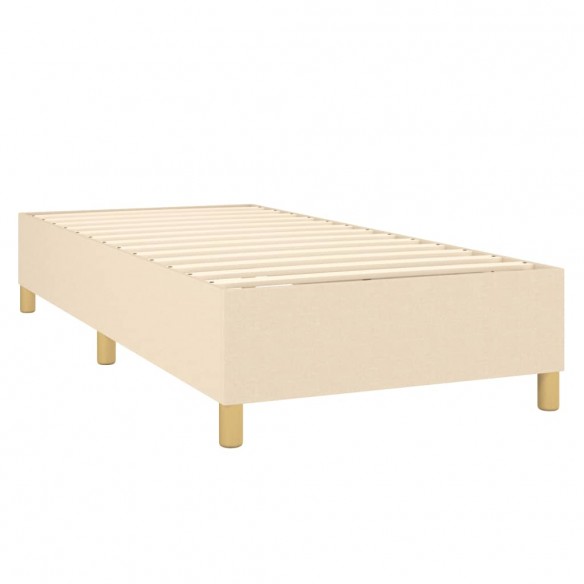 Cadre de lit et matelas Crème 90x190 cm Tissu