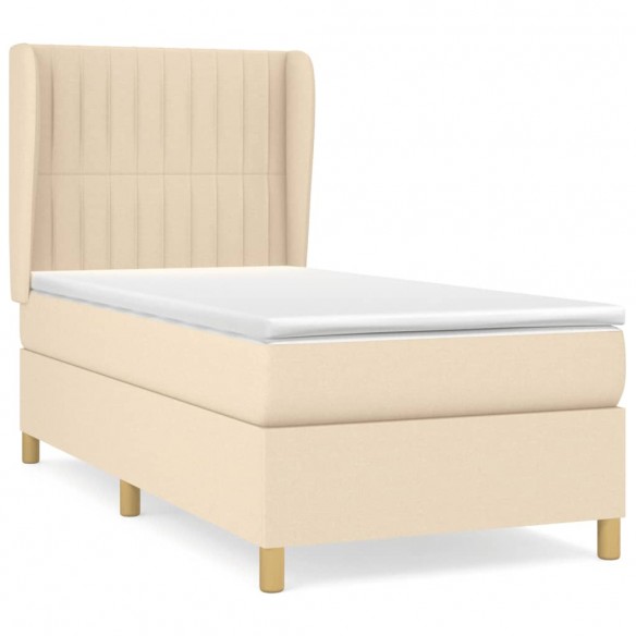 Cadre de lit avec matelas Crème 80x200 cm Tissu