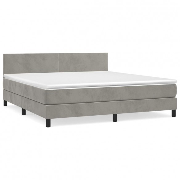 Cadre de lit et matelas Gris clair 180x200cm Velours