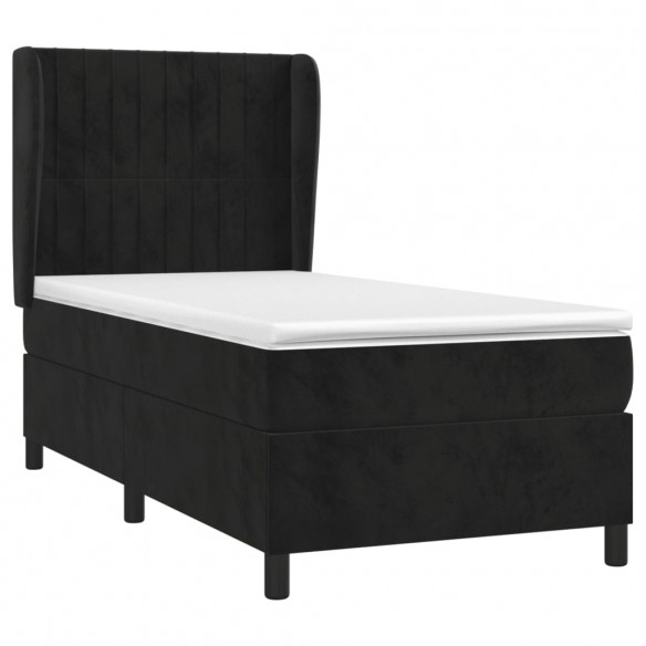 Cadre de lit avec matelas Noir 90x190 cm Velours