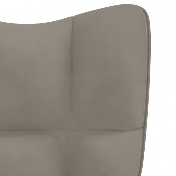 Chaise de relaxation avec repose-pied Gris clair Velours