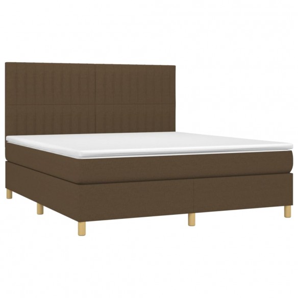 Cadre de lit matelas et LED Marron foncé 180x200cm