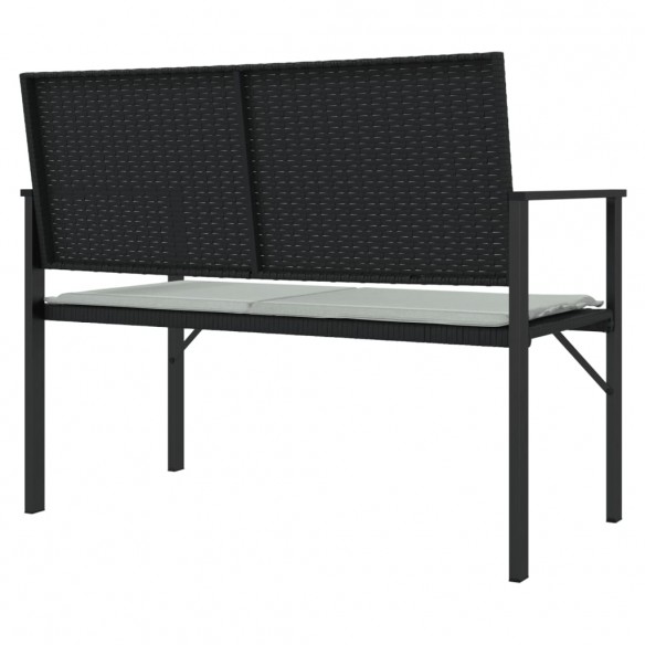 Banc de jardin à 2 places avec coussin noir résine tressée