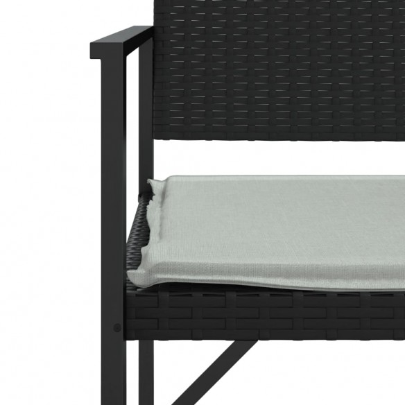 Banc de jardin à 2 places avec coussin noir résine tressée