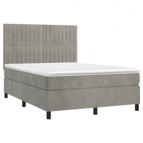 Cadre de lit avec matelas LED Gris clair 140x190 cm