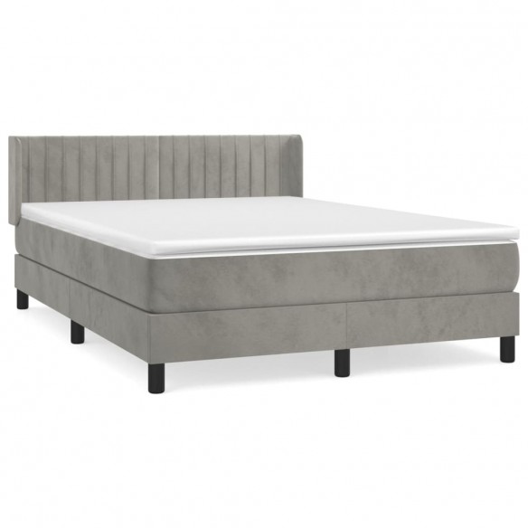 Cadre de lit et matelas Gris clair 140x190cm Velours