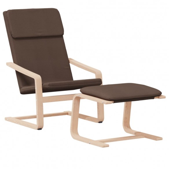 Chaise de relaxation avec repose-pied Marron foncé Tissu