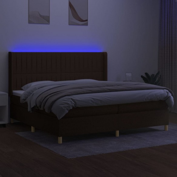 Cadre de lit matelas et LED Marron foncé 200x200 cm