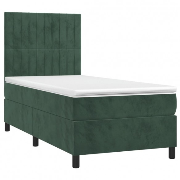 Cadre de lit matelas LED Vert foncé 90x190cm Velours