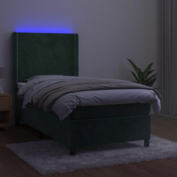 Cadre de lit matelas LED Vert foncé 90x200cm Velours