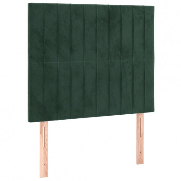 Cadre de lit avec tête de lit Vert foncé 90x200 cm Velours