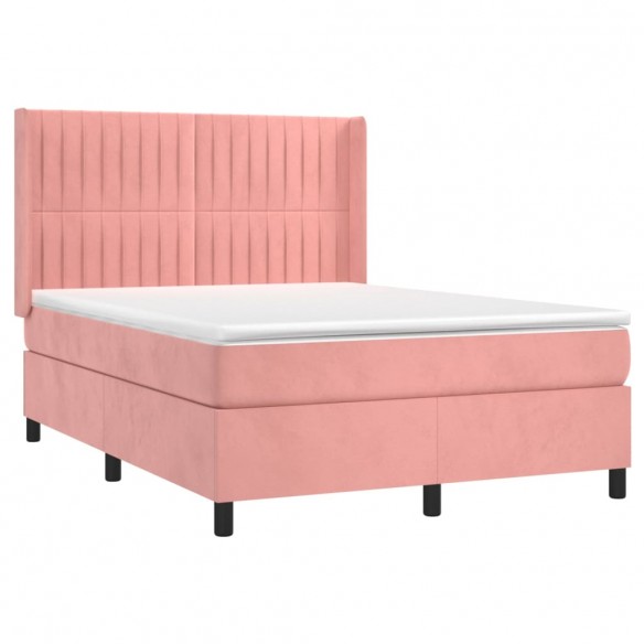 Cadre de lit matelas et LED Rose 140x190 cm Velours