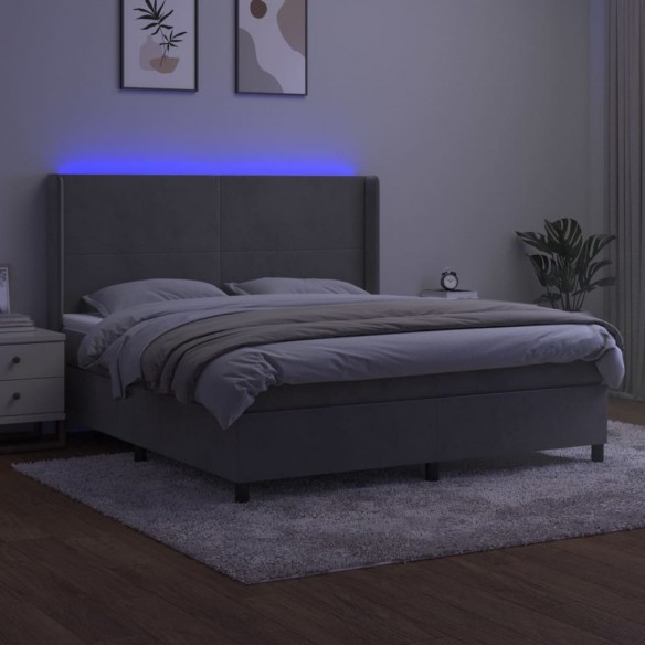 Cadre de lit matelas et LED Gris clair 180x200 cm