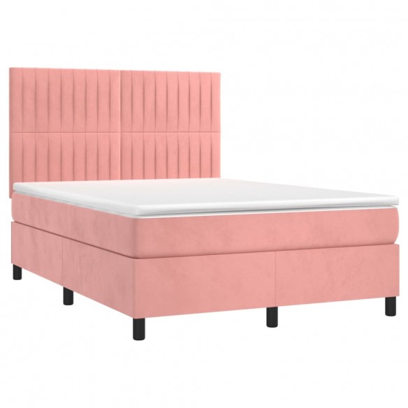 Cadre de lit avec matelas Rose 140x190 cm Velours