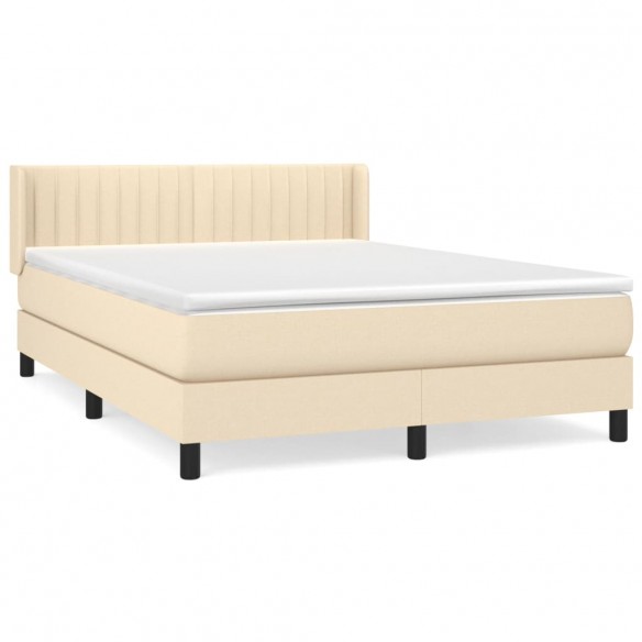 Cadre de lit avec matelas Crème 140x200 cm Tissu