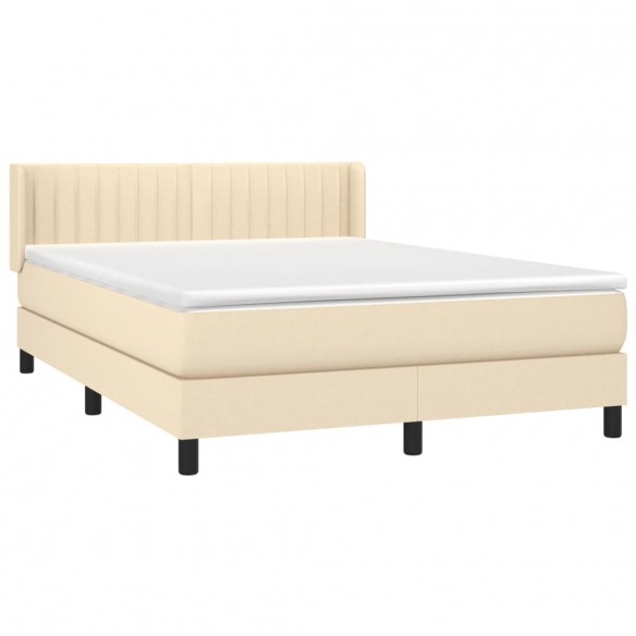 Cadre de lit avec matelas Crème 140x200 cm Tissu