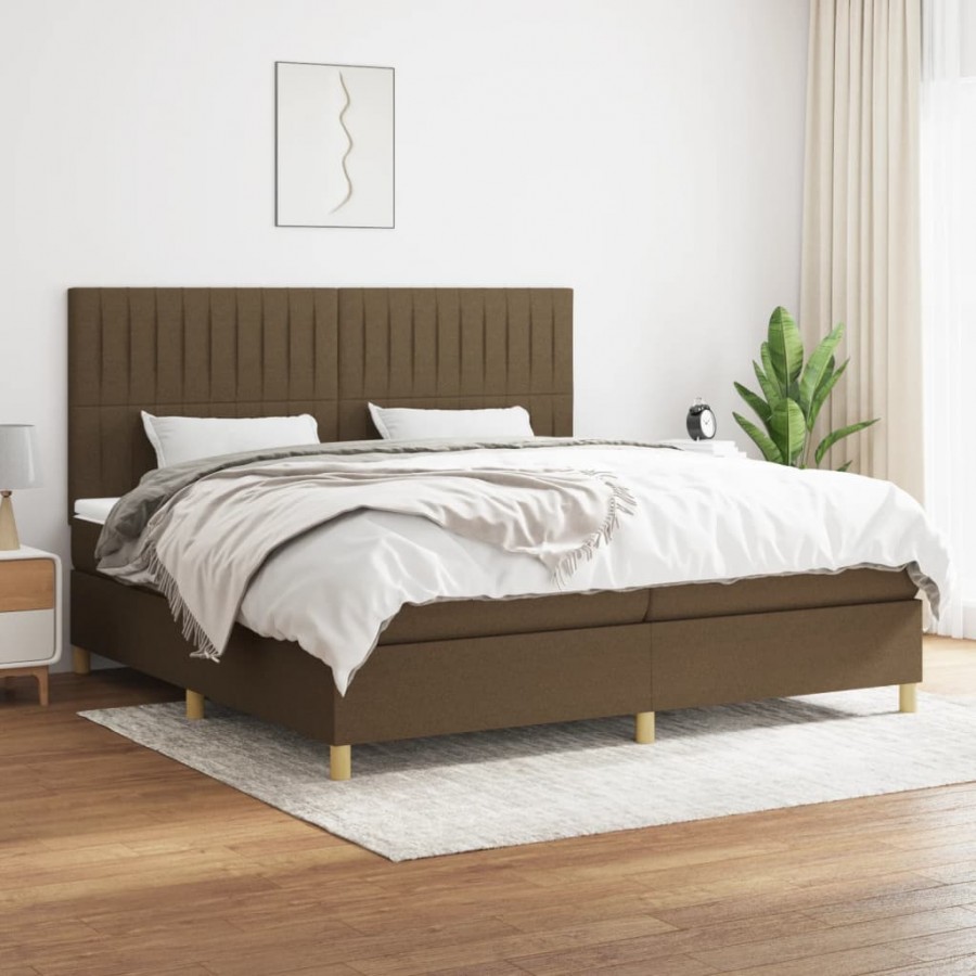 Cadre de lit avec matelas Marron foncé 200x200 cm