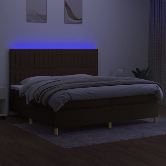 Cadre de lit matelas et LED Marron foncé 200x200 cm