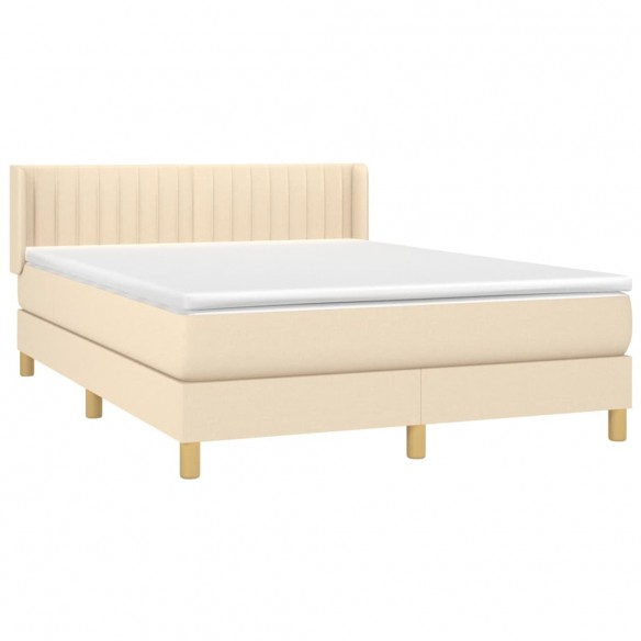 Cadre de lit avec matelas Crème 140x190 cm Tissu