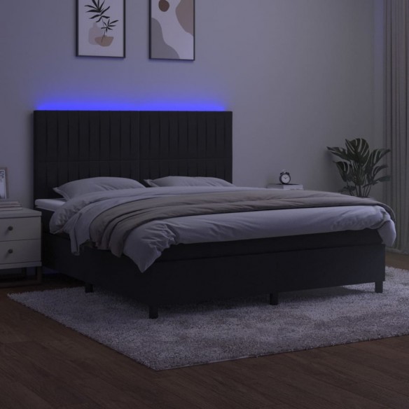 Cadre de lit matelas et LED Noir 180x200 cm Velours