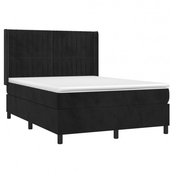 Cadre de lit matelas et LED Noir 140x200 cm Velours