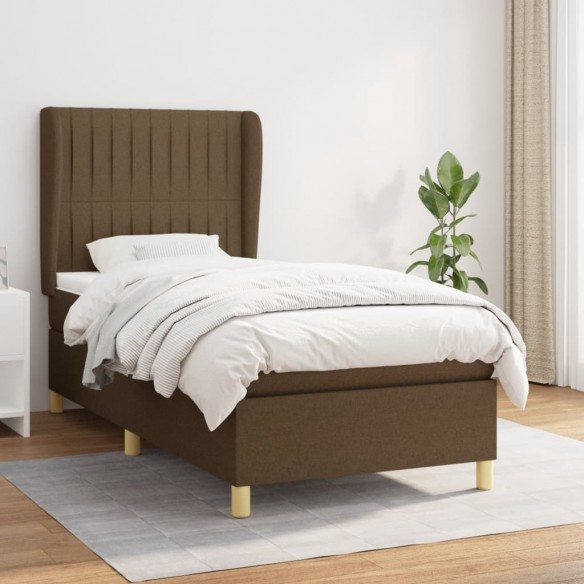 Cadre de lit avec matelas Marron foncé 90x190 cm