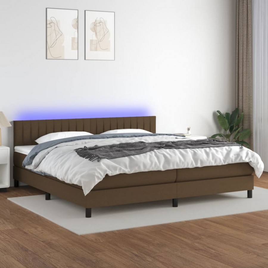 Cadre de lit matelas et LED Marron foncé 200x200 cm