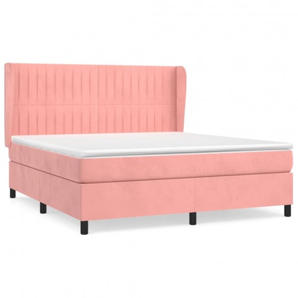 Cadre de lit avec matelas Rose 160x200 cm Velours