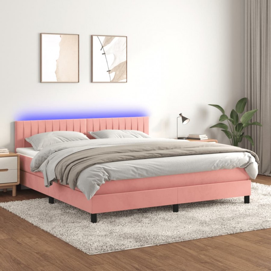 Lit avec matelas et LED Rose 160x200 cm