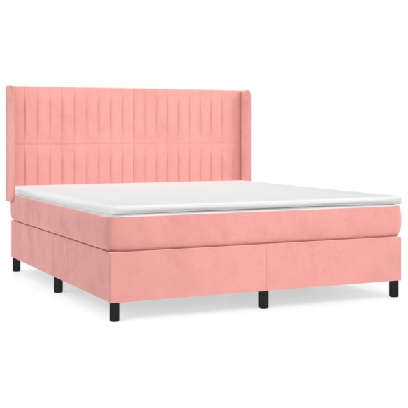 Cadre de lit avec matelas Rose 160x200 cm Velours